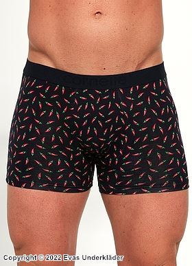 Boxershorts, myk bomull, chili-trykk